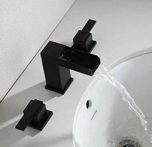 BF558 Wasserhahn mit drei Löchern, mattschwarz, für heißes und kaltes Wasser, Waschtischarmatur aus Messing BF558 Wasserhahn mit drei Löchern, mattschwarz, für heißes und kaltes Wasser, Waschtischarmatur aus Messing von PVASROQWM