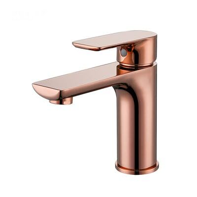 BL709 Waschbeckenarmatur aus massivem Messing, matt, quadratisch, gebürstetes Gold, Waschbeckenarmatur, Badezimmer, kleiner Waschtischarmatur, BL709 (Roségold) von PVASROQWM