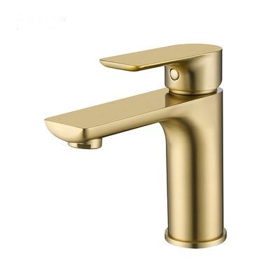 BL709 Waschbeckenarmatur aus massivem Messing, matt, quadratisch, gebürstetes Gold, Waschbeckenarmatur, Badezimmer, kleiner Waschtischarmatur, BL709 (gebürstetes Gold) von PVASROQWM