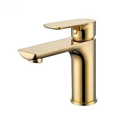 BL709 Waschbeckenarmatur aus massivem Messing, matt, quadratisch, gebürstetes Gold, Waschbeckenarmatur, Badezimmer, kleiner Waschtischarmatur, BL709 (glänzendes Gold) von PVASROQWM
