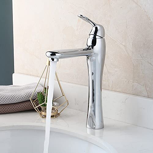 Deckmontierter Einhandhahn, Badezimmer, Chrom, Waschbeckenarmaturen, Waschbeckenmischer, Warm-/Kaltwasserhahn (lang) von PVASROQWM