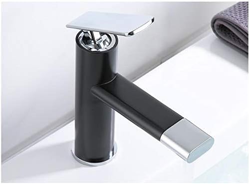 Waschbeckenarmatur, Badezimmer, Einhebel-Spültischarmatur, schwarze Bürste, goldfarbene Rotation, Aeraton-Wassermischer, Kran (Vert) von PVASROQWM