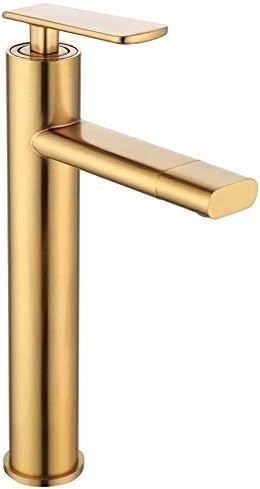 Waschbeckenarmatur, Badezimmer, Einhebel-Spültischarmatur, schwarze Bürste, goldfarbene Rotation, Aeraton-Wassermischer, Kran (goldfarbene Bürste) von PVASROQWM