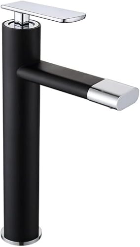 Waschbeckenarmatur Badezimmer Einhandgriff Spültischarmatur Schwarz gebürstet Gold Rotation Aeraton Wassermischbatterie Kran (Nero) von PVASROQWM