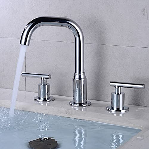 Waschbeckenarmaturen, 2,3 m, breite 3 Löcher, Badezimmer-Waschtischmischer, heißes und kaltes Messing, schwarzer Waschbeckenmischer (Cromo) von PVASROQWM