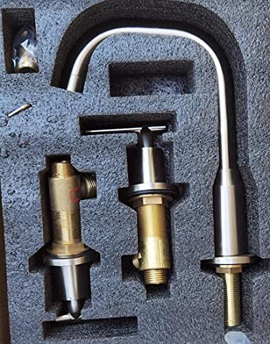Waschbeckenarmaturen Badezimmer 2,3 m Waschbecken weit verbreitete 3 Löcher Badezimmer Waschtischmischer heiß und kalt Messing schwarz Spültischarmatur von PVASROQWM