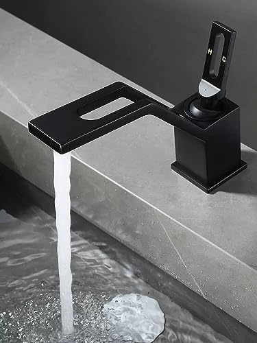 Waschtischarmatur Badezimmer Heiß Kalt Weiß Mischbatterie Kran Deck Einhebel Schwarz Wasserhahn Mischbatterie Messing (Nero) von PVASROQWM