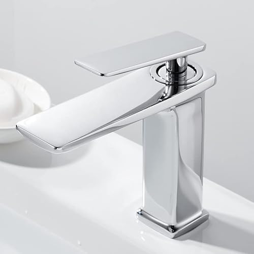 Waschtischarmatur aus Messing, Schwarz/Gold, für Badezimmer, Waschbecken, Warm- und Kaltwassermischer, Kran, Deckmontage, Einhandloch, Badewanne, Küchenarmatur (Cromo) von PVASROQWM