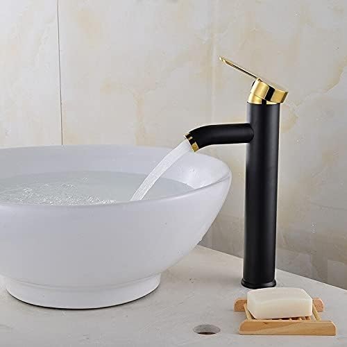 Weißer Einhebel-Badezimmer-Waschtischarmaturen, Kalt-/Warmmischer, Waschbeckenarmatur, schwarzes Wasser, Küchenarmatur, Badezimmerzubehör, Grau (Schwarz und Gold4) von PVASROQWM