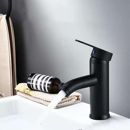 Weißer Einhebel-Badezimmer-Waschtischarmaturen, kalt/heiß, Mischbatterie, Waschbeckenarmatur, schwarzes Wasser, Küchenarmatur, Badezimmerzubehör, Grau (Nero) von PVASROQWM