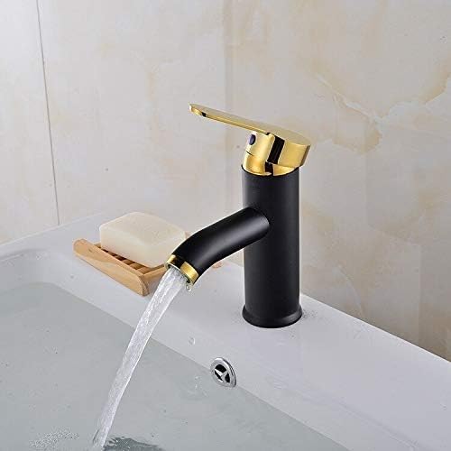 Weißer Einhebel-Badezimmer-Waschtischarmaturen, kalt/heiß, Mischbatterie, Waschbeckenarmatur, schwarzes Wasser, Küchenarmatur, Badezimmerzubehör, Grau (Schwarz und Gold) von PVASROQWM