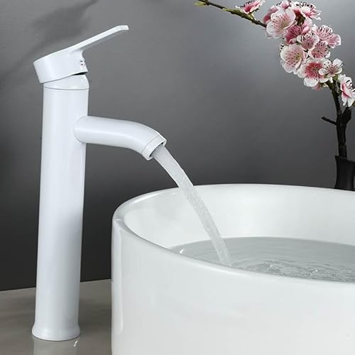 Weißer Einhebel-Badezimmer-Waschtischarmaturen, kalt/heiß, Mischbatterie, Waschbeckenarmatur, schwarzes Wasser, Küchenarmatur, Badezimmerzubehör, Grau (Weiß 3) von PVASROQWM