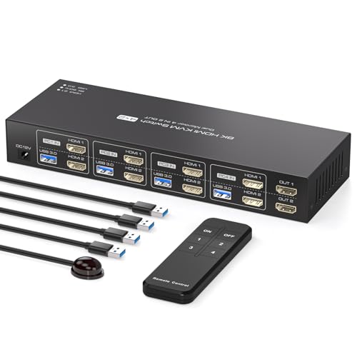 PVBCTCSID 8K HDMI KVM Switch 4 Computer 2 Monitore 4K @ 120Hz KVM Switch Dual Monitor für 4 PC Sharing 2 Monitor und 4 USB 3.0 Geräte PVBCTCSID 8K HDMI KVM Switch 4 Computer 2 Monitore 4K @ 120Hz KVM Switch Dual Monitor für 4 PC Sharing 2 Monitor und 4 USB 3.0 Geräte von PVBCTCSID