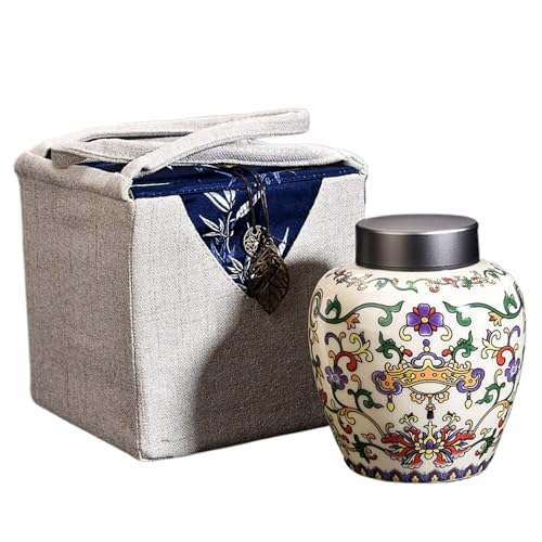 PVFRTGYHU P1895-Kung-Fu-Teesets, Teetablett und kleine Teeutensilien, 珐琅彩绘 Keramik-Teeservice 陶瓷茶叶罐普洱茶罐双层金属盖内盖大号家用密封罐存罐 von PVFRTGYHU