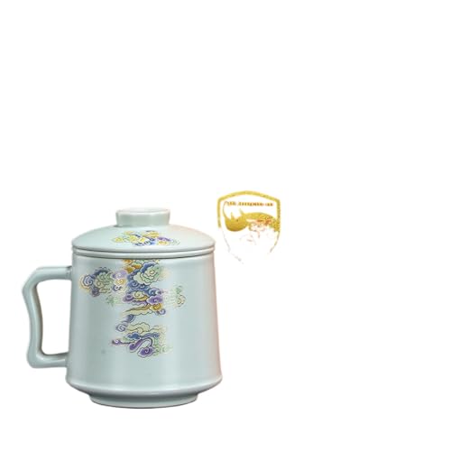 PVFRTGYHU P1998-天青汝窑茶杯子办公室家用泡茶杯 Teetasse aus mit Teesieb und Deckel, transparente Tasse for losen Tee. 马克杯带盖茶水分离 Teeservice aus Keramik陶瓷水杯整套 von PVFRTGYHU