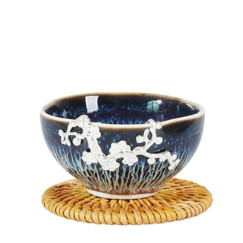 PVFRTGYHU P2041-窑变天目七彩火焰建盏 Kung-Fu-Teesets, Teetablett und kleine Teeutensilien, 油滴银斑银鱼银莲银梅兰竹菊小茶杯 Keramik-Teeservice 陶瓷 von PVFRTGYHU