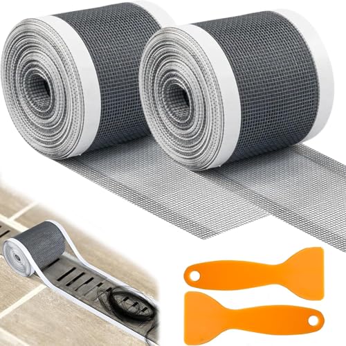 2 Stück Abflusssieb Haarsieb Dusche Selbstklebend, Abfluss Haarfänger Einweg 70mm x 10m, Schneidbarer Haarsieb mit 2 Schaufel, Fliegengitter Reparatur Klebeband für Reparatur Tür Fenster Loch von PVFZXS