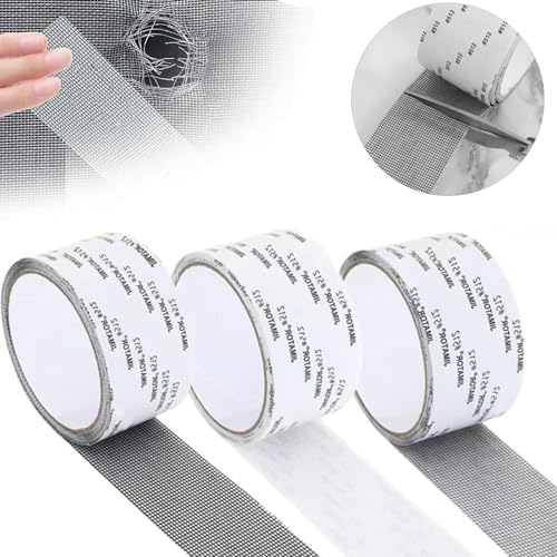 3 Stück Fliegengitter Reparatur Klebeband, 5cm*2m Fliegengitter Reparatur Set, Klebeband für Fliegengitter, Fliegengitter Reparatur, für Anti Moskito Insekten (Schwarz, Grau, Weiß) von PVFZXS