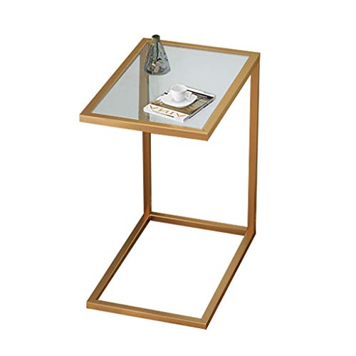PVGYUJFD Aufbewahrungsregal Gehärtetes Glas + Beistelltisch aus Schmiedeeisen for Schlafsofa, leicht zu reinigen(50X30X65CM) von PVGYUJFD