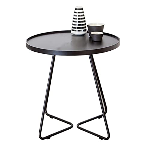 PVGYUJFD Aufbewahrungsregal Leichter Luxus-Ecktisch/Kleiner Runder Tisch, Mini-Nachttisch fürs Schlafzimmer, Multifunktionaler Kleiner Couchtisch(Black,43X50CM) von PVGYUJFD