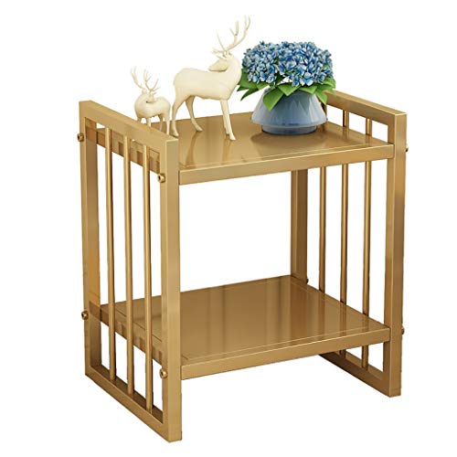PVGYUJFD Aufbewahrungsregal Nachttisch/Regal im nordischen Ins-Stil aus Schmiedeeisen for das Schlafzimmer, doppelschichtiger Aufbewahrungsschrank for Wohnzimmer(Gold) von PVGYUJFD