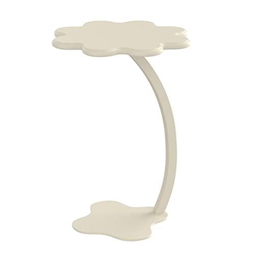 PVGYUJFD Aufbewahrungsregal Runder Balkontisch mit gebogenem Eisenständer, beweglicher Terrassen-Ecktisch, Nachttischregal(Creamy Yellow,H65CM) von PVGYUJFD