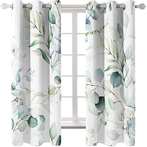 PVMLVM Schlafzimmer Vorhang 2Er Set 3D Kunst Grünes Blattmuster Muster Verdunkelung Gardinen Blickdicht Mit Ösen Polyester Vorhänge Für Kinderzimmer Wohnzimmer Fensterdekoration 183x214cm von PVMLVM