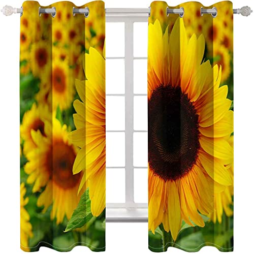 PVMLVM Schlafzimmer Vorhang Polyester 2 Stück Ösenvorhang Blickdicht Vorhänge Muster Mit Sonnenblumen-Print Gardinen 3D Druck Verdunkelung Vorhänge Für Kinderzimmer Wohnzimmer Fenster 280x260cm von PVMLVM