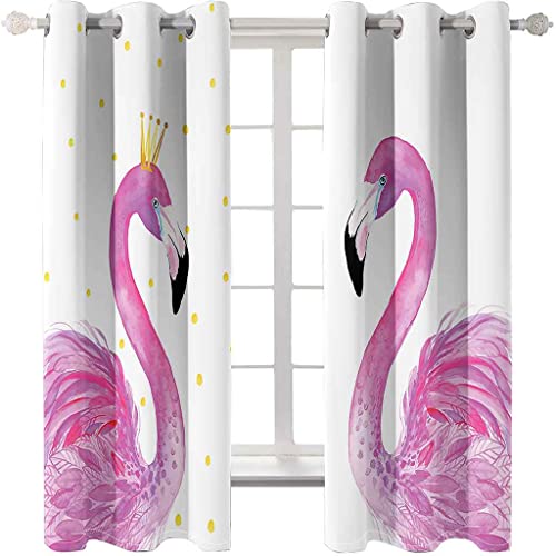 PVMLVM Schlafzimmer Vorhang Polyester 2 Stück Ösenvorhang Blickdicht Vorhänge Rosa Flamingo Gardinen 3D Druck Verdunkelung Vorhänge Für Kinderzimmer Wohnzimmer Fenster 170x200cm von PVMLVM