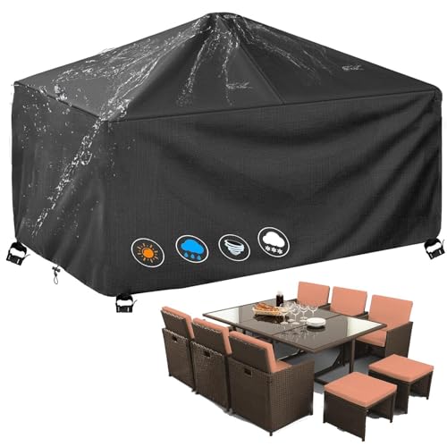 Abdeckung Gartenmöbel Winterfest,Abdeckhaube Gartenmöbel 420d Oxford Plane Für Gartenmöbel,Rechteckig Möbelsets,Sets Tische Und Stühle,Terrassenmöbel Abdeckung Wetterfest 230x170x75cm(LxBxH) von PVPQPR