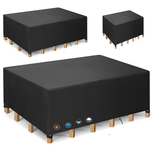 Abdeckung Gartenmöbel Winterfest 135x80x70cm(LxBxH) abdeckhauben für gartenmöbel 420D Oxford-Stoffplane Gartenmöbel RipStop-Technologie Allwetter Abdeckung für Gartenmöbel Gartentisch Abdeckplane von PVPQPR