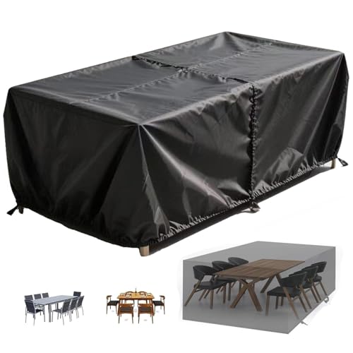 PVPQPR Abdeckung Gartenmöbel Winterfest,Outdoor Abdeckung Gartenmöbel 420D Oxford Gewebe gartenmöbelabdeckungen Winterfest 360x360x70cm Rechteckig Schutzhülle für Terrassenmöbel-Schwarz von PVPQPR