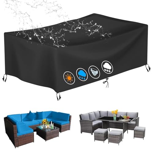 PVPQPR Gartenmöbel Abdeckplane,Abdeckung Gartenmobel 260x260x100cm(LxBxH) Abdeckhaube Gartenmöbel,Wasserdicht Winddicht Anti-Uv,Staubdicht Oxford Gewebe,Für Outdoor Sofa Tisch Möbelsets von PVPQPR