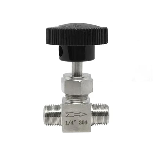 1 x 1/8 Zoll 1/4 Zoll 3/8 Zoll 1/2 Zoll NPT BSPT gleiches Innen-/Außengewinde Durchflusskontrolle Absperrnadelventil (1/4 Zoll, NPT männlich auf männlich) von PVTLCYBI