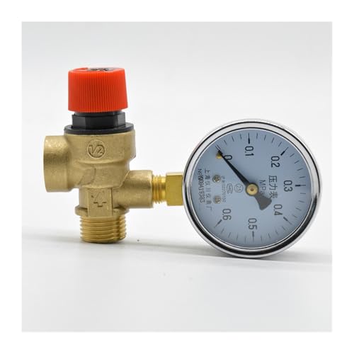 PVTLCYBI 1/2 "DN15 1,5-8 bar Messing Überdruckventil Kesselabgas Sicherheitsventil for Solarwarmwasserbereiter mit Manometer(8 bar) von PVTLCYBI