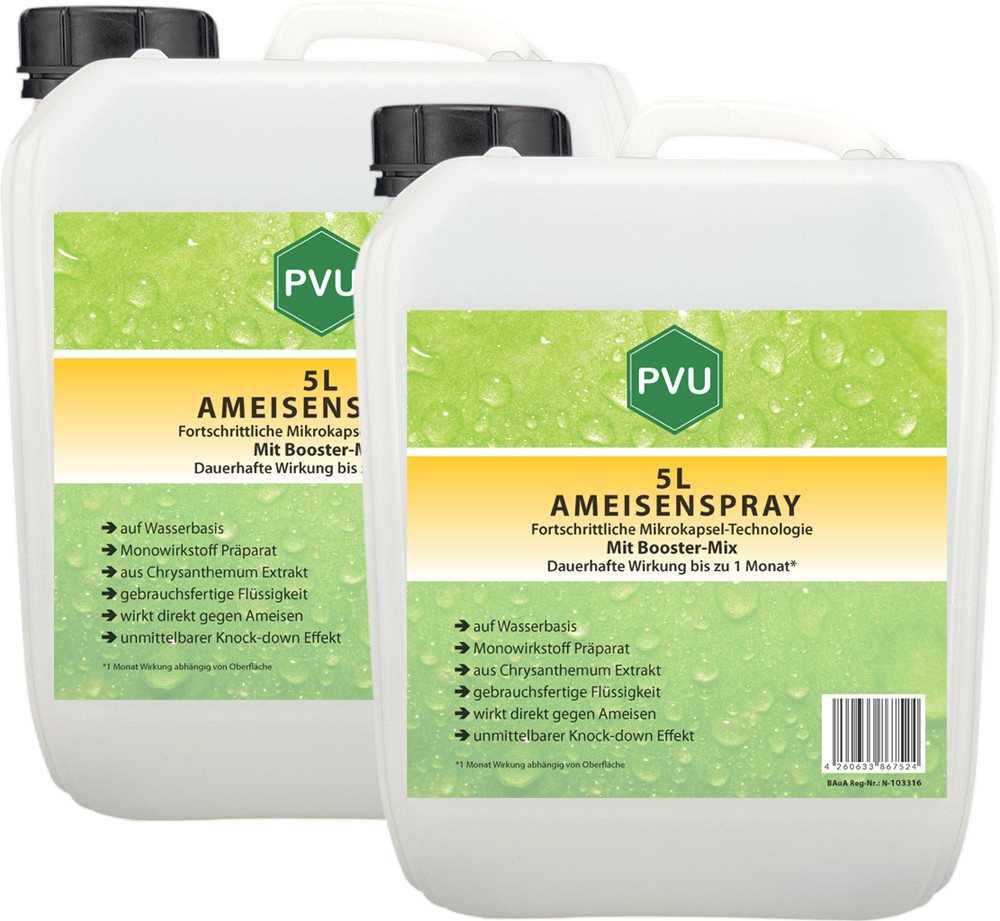 PVU Insektenspray Ameisen Bekämpfung mit Fortschrittlicher Mikrokapsel-Technologie, 10 l, Booster Mix, unmittelbarer Knock-down Effekt von PVU