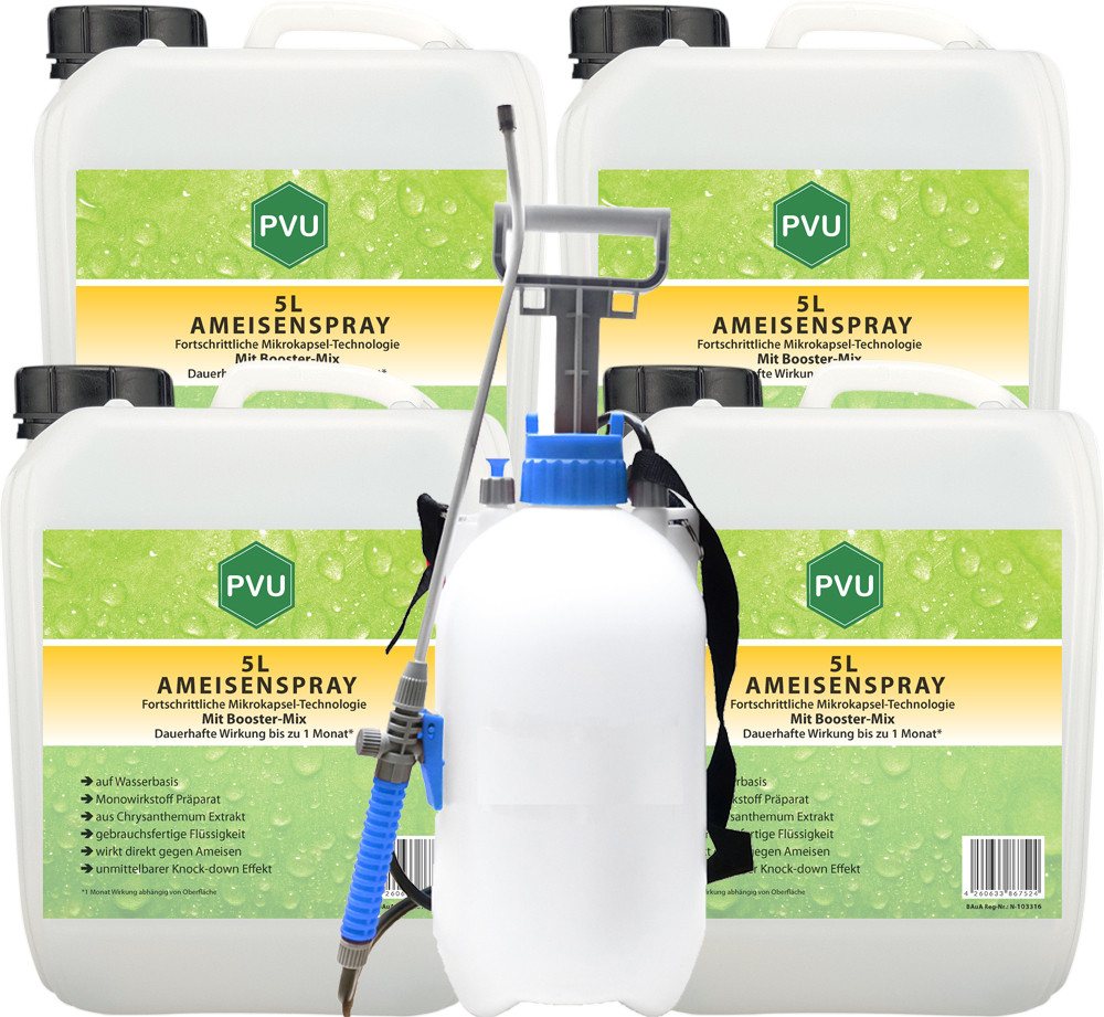 PVU Insektenspray Ameisen Bekämpfung mit Fortschrittlicher Mikrokapsel-Technologie, 20 l, Booster Mix, unmittelbarer Knock-down Effekt von PVU