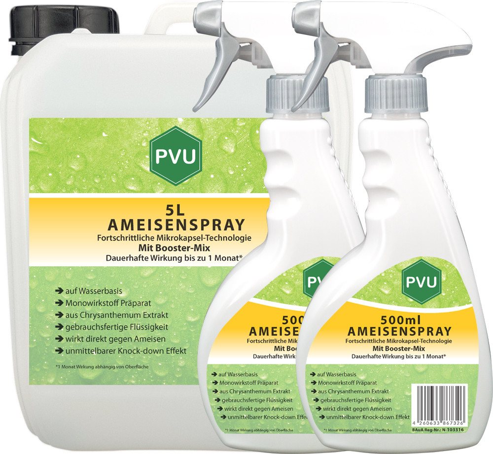 PVU Insektenspray Ameisen Bekämpfung mit Fortschrittlicher Mikrokapsel-Technologie, 6 l, Booster Mix, unmittelbarer Knock-down Effekt von PVU