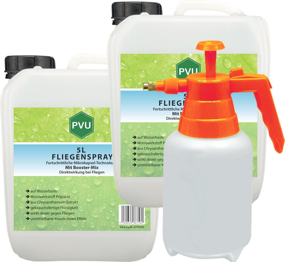 PVU Insektenspray Fliegen Bekämpfung mit Fortschrittlicher Mikrokapsel-Technologie, 10 l, Booster Mix, unmittelbarer Knock-down Effekt von PVU