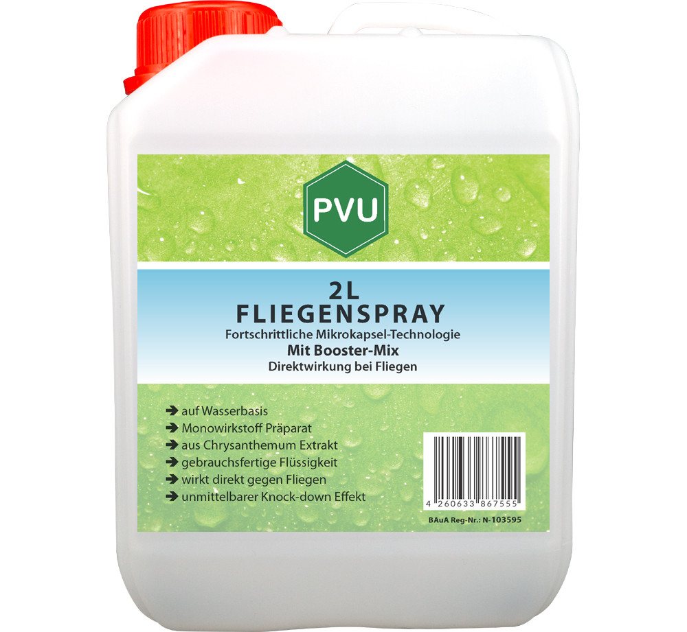 PVU Insektenspray Fliegen Bekämpfung mit Fortschrittlicher Mikrokapsel-Technologie, 2 l, Booster Mix, unmittelbarer Knock-down Effekt von PVU