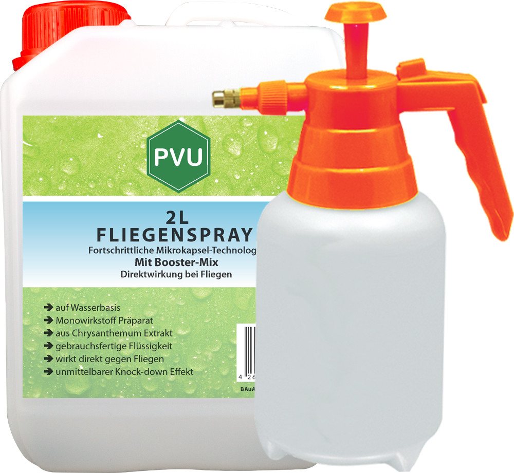 PVU Insektenspray Fliegen Bekämpfung mit Fortschrittlicher Mikrokapsel-Technologie, 2 l, Booster Mix, unmittelbarer Knock-down Effekt von PVU