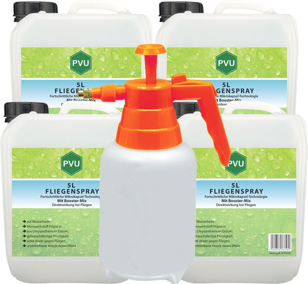 PVU Insektenspray Fliegen Bekämpfung mit Fortschrittlicher Mikrokapsel-Technologie, 20 l, Booster Mix, unmittelbarer Knock-down Effekt von PVU