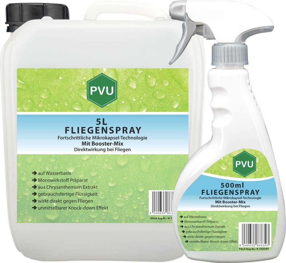 PVU Insektenspray Fliegen Bekämpfung mit Fortschrittlicher Mikrokapsel-Technologie, 5.5 l, Booster Mix, unmittelbarer Knock-down Effekt von PVU