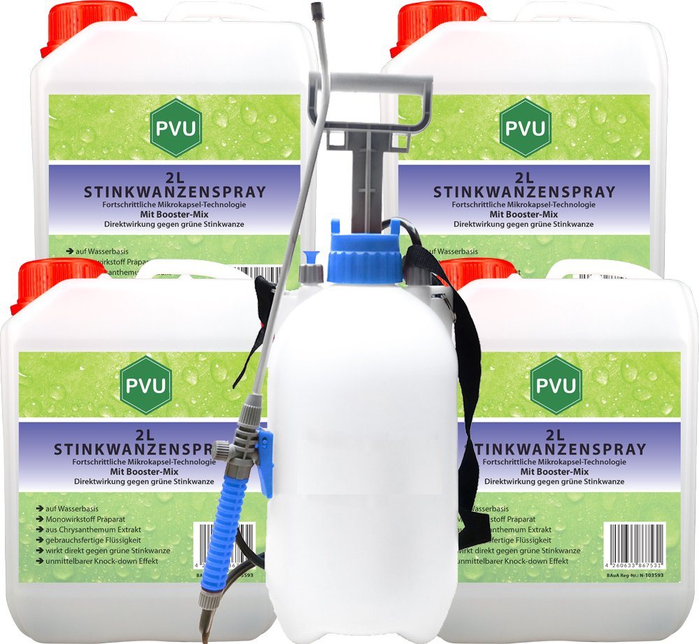 PVU Insektenspray Stinkwanzen / Wanzen Bekämpfung, 8 l, Booster Mix, unmittelbarer Knock-down Effekt von PVU