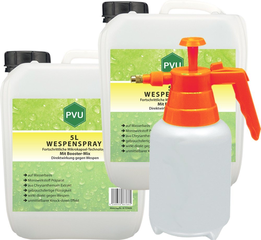 PVU Wespenspray Wespenbekämpfung mit Fortschrittlicher Mikrokapsel-Technologie, 10 l, Booster Mix, unmittelbarer Knock-down Effekt von PVU