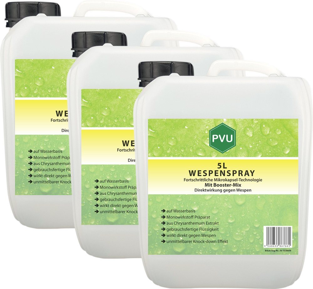 PVU Wespenspray Wespenbekämpfung mit Fortschrittlicher Mikrokapsel-Technologie, 15 l, Booster Mix, unmittelbarer Knock-down Effekt von PVU