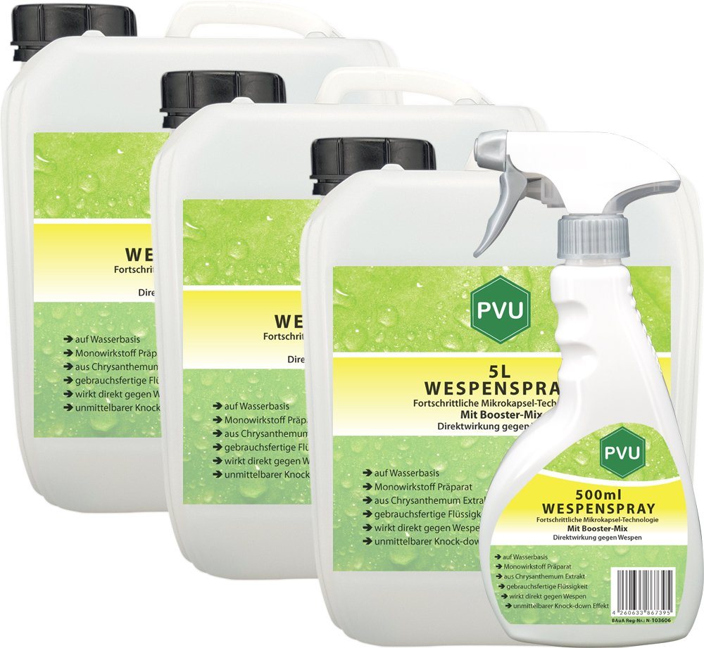 PVU Wespenspray Wespenbekämpfung mit Fortschrittlicher Mikrokapsel-Technologie, 15.5 l, Booster Mix, unmittelbarer Knock-down Effekt von PVU