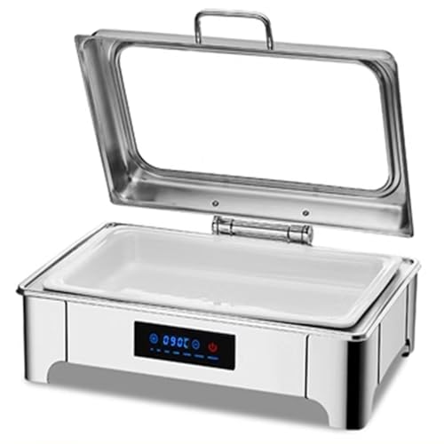 9L Große Kapazität Chafing Dish Buffet Set, Sichtbarer Klappdeckel Edelstahl Herd, LED Intelligente Temperaturregelung, für Event Catering Bankett (B Single Grid) von PVYGDXYI