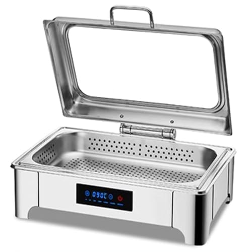 9L Große Kapazität Chafing Dish Buffet Set, Sichtbarer Klappdeckel Edelstahl Herd, LED Intelligente Temperaturregelung, für Event Catering Bankett (Ein einziges Gitter) von PVYGDXYI