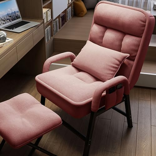 Akzentsessel mit Fußhocker, moderner Lounge-Lazy-Sessel mit 6-fach verstellbarer Rückenlehne und Metallrahmen, bequemes Lesesofa mit Seitentaschen für Schlafzimmer und Wohnzimmer (50T x 56B 95H, T) von PVYGDXYI